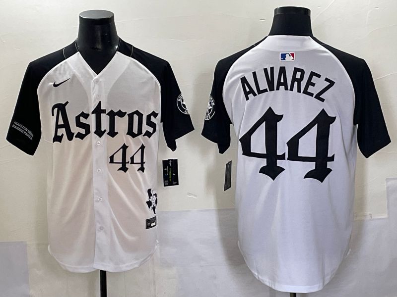 Men 2025 Houston Astros #44 Alvarez White Black Five generations Joint Name Nike MLB Jersey style 7